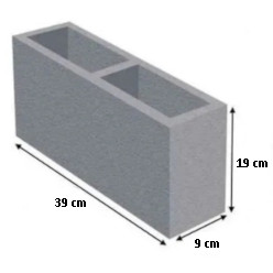 BLOCO DE CONCRETO 09X19X39 COM FUNDO VEDAÇÃO - ATÉ 10KM
